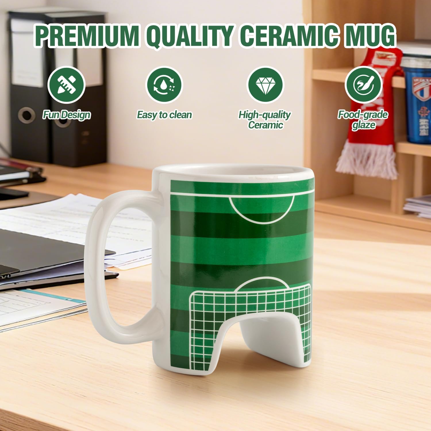 Soccer Mug Funny Coffee Cup Novelty Ceramic Mug With Cute Soccer Ball and Finger Shoes Football Players Gifts for Boys Football Lovers Coach Birthday Christmas Fathers Day - Image 3