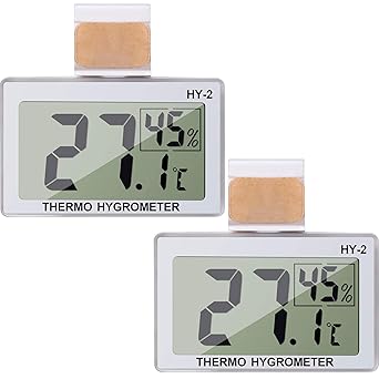 Weewooday 2 Pieces Reptile Hygrometer Thermometer Digital Temperature Humidity Meter Gauge LCD Display Thermometer�?with Hook for Reptile Tanks Terrariums