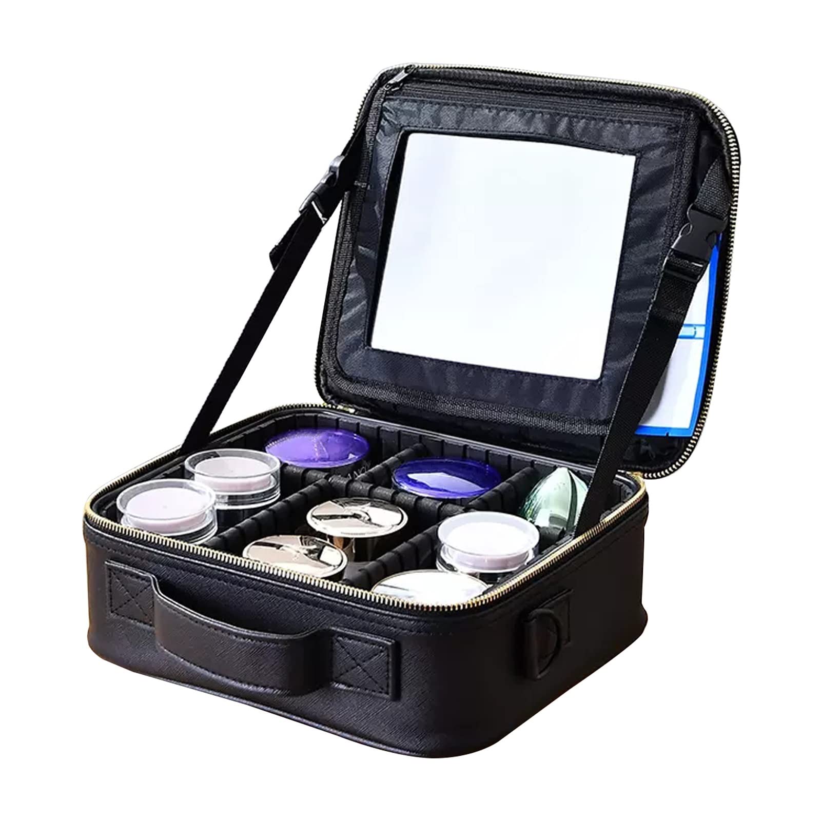 CKKNILV Makeup Bag Cosmetic Case Portable Travel Beauty Box Waterproof Makeup Bag Organiser Bag Makeup Artist Bag Multifunction Bag Travel Makeup Case Beauty Train Case Black Co