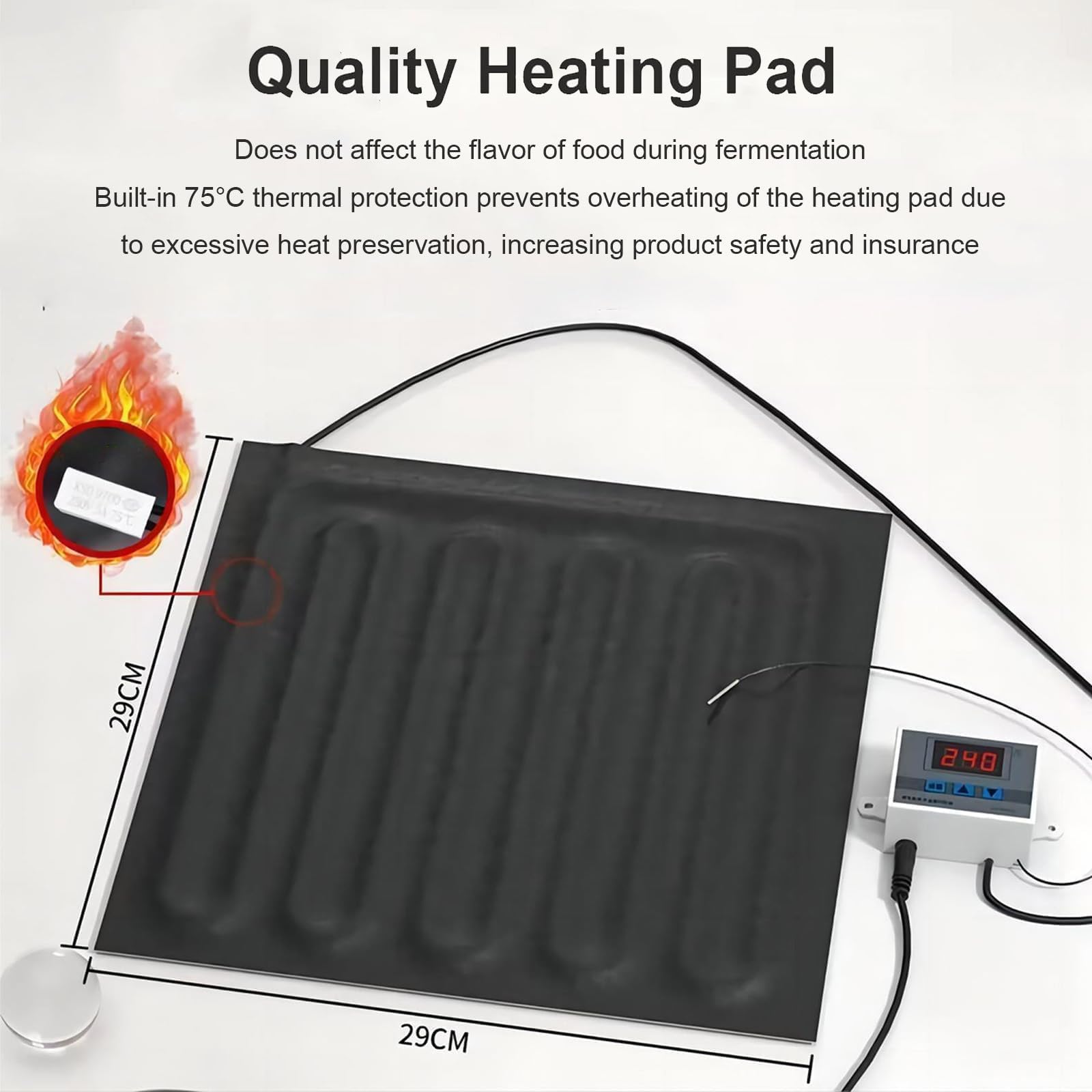 Horno de masa multiusos (-50-110 °C), con control de temperatura y temperatura de parada ajustable, sin olor al calentarse, ideal para hacer pan, yogur y natto,Yellow