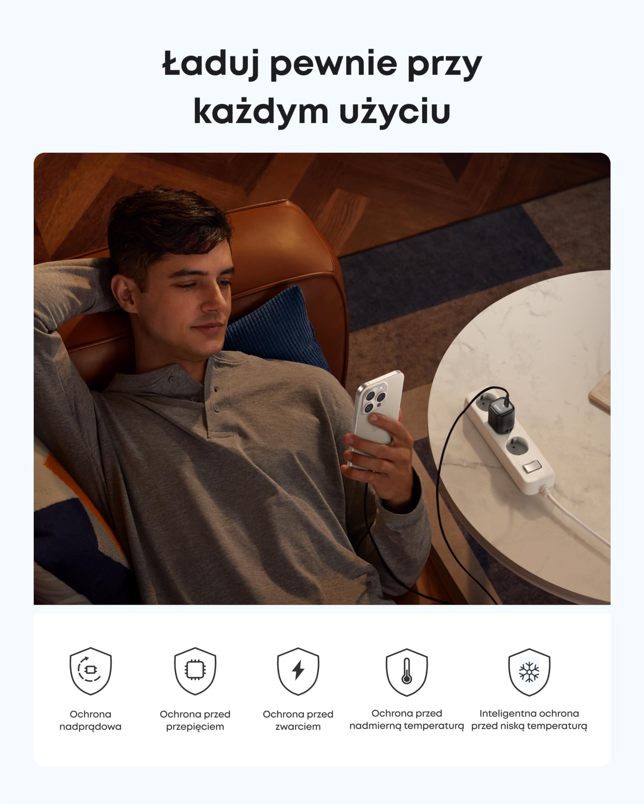 Anker Ładowarka USB C 30 W, kompaktowa ładowarka GaN, 3 x szybsze ładowanie, zasilacz USB C, kompatybilny z serii iPhone 17/16/15, iPad, Samsung Galaxy S24/S23, Pixel i wieloma innymi（Czarny）