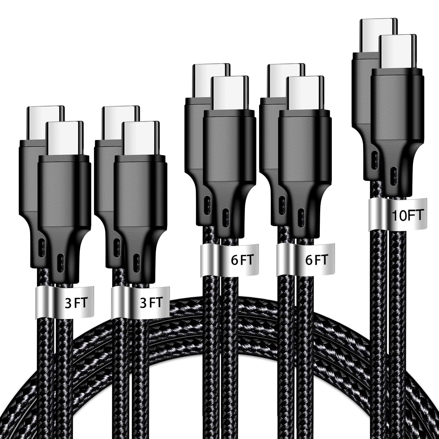 cugunu Cavo di ricarica da USB C a USB C, confezione da 5 pezzi, 3/3 6/6/3 m, cavo di ricarica rapida Pd tipo C, cavo di trasferimento dati e trasferimento dati compatibile per iPhone