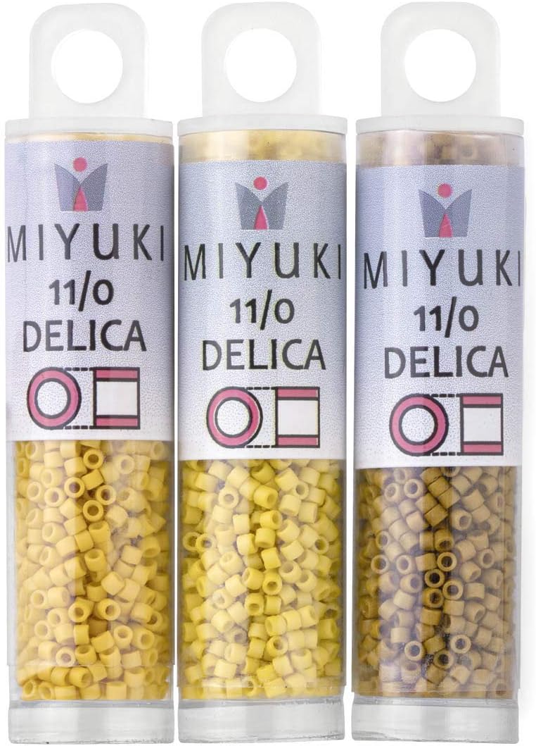 Miyuki Delica Seed Beads Bundle: Size 11/0, Yellow Opaque Glazed Palette Collection DB2284, DB2285, DB2286