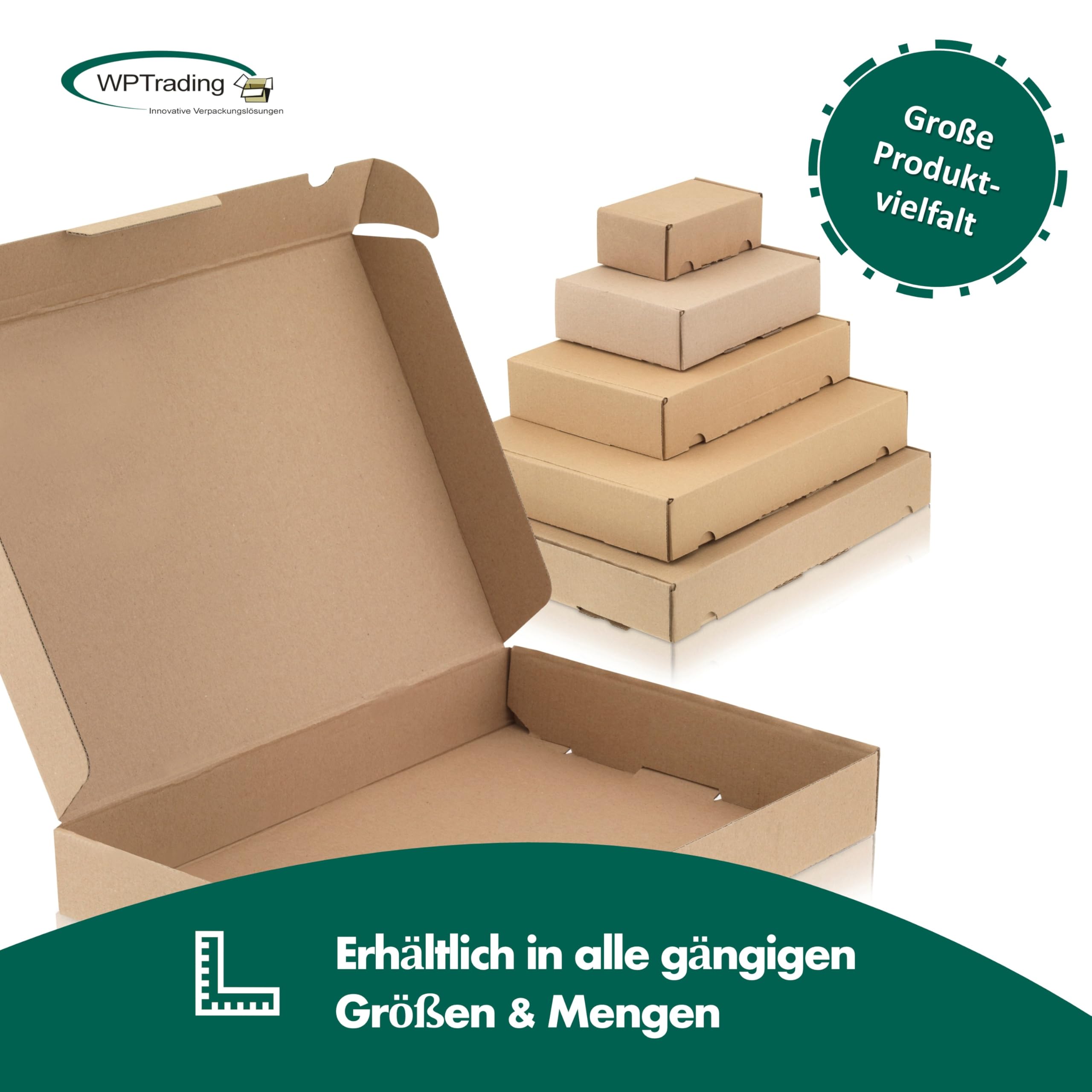 250 Stück Maxibriefkarton 180 x 130 x 45 mm 1-wellig Braun - Faltkarton mit Steckverschluss als Maxibrief für Warenversendung - Versand Kartonage für Päckchen - Karton Versandverpackung