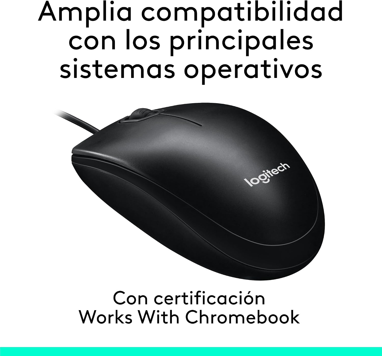 Logitech M100 Ratón con Cable USB | 3 Botones, Seguimiento Óptimo 1000 DPI, Ambidestro, Compatible con PC, Mac, Portátil – Negro 6