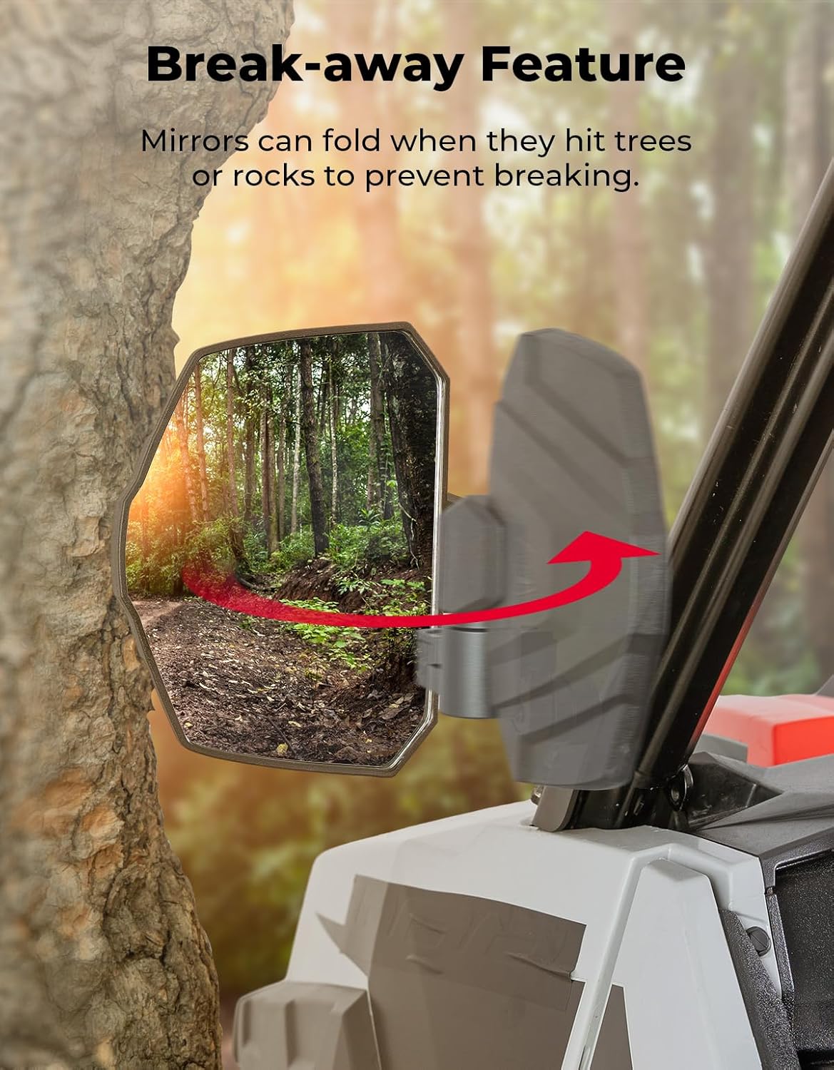 KEMIMOTO Large Side Mirrors A-pillar UTV Mirror Compatible with Polaris General 1000/ XP 1000/4 1000/ XP 4 1000 2016-2026 Adjustable Side Mirrors Mounted on ROPS bar for UTV - Image 5