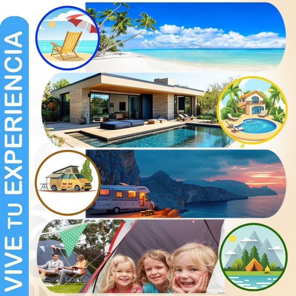 LOLAhome Sombrilla playa 240 cm y soporte arena, protección UV+50, sombrilla antiviento, varillas flexibles, techo ventilación, mástil inclinable y regulable altura, bolsa transporte