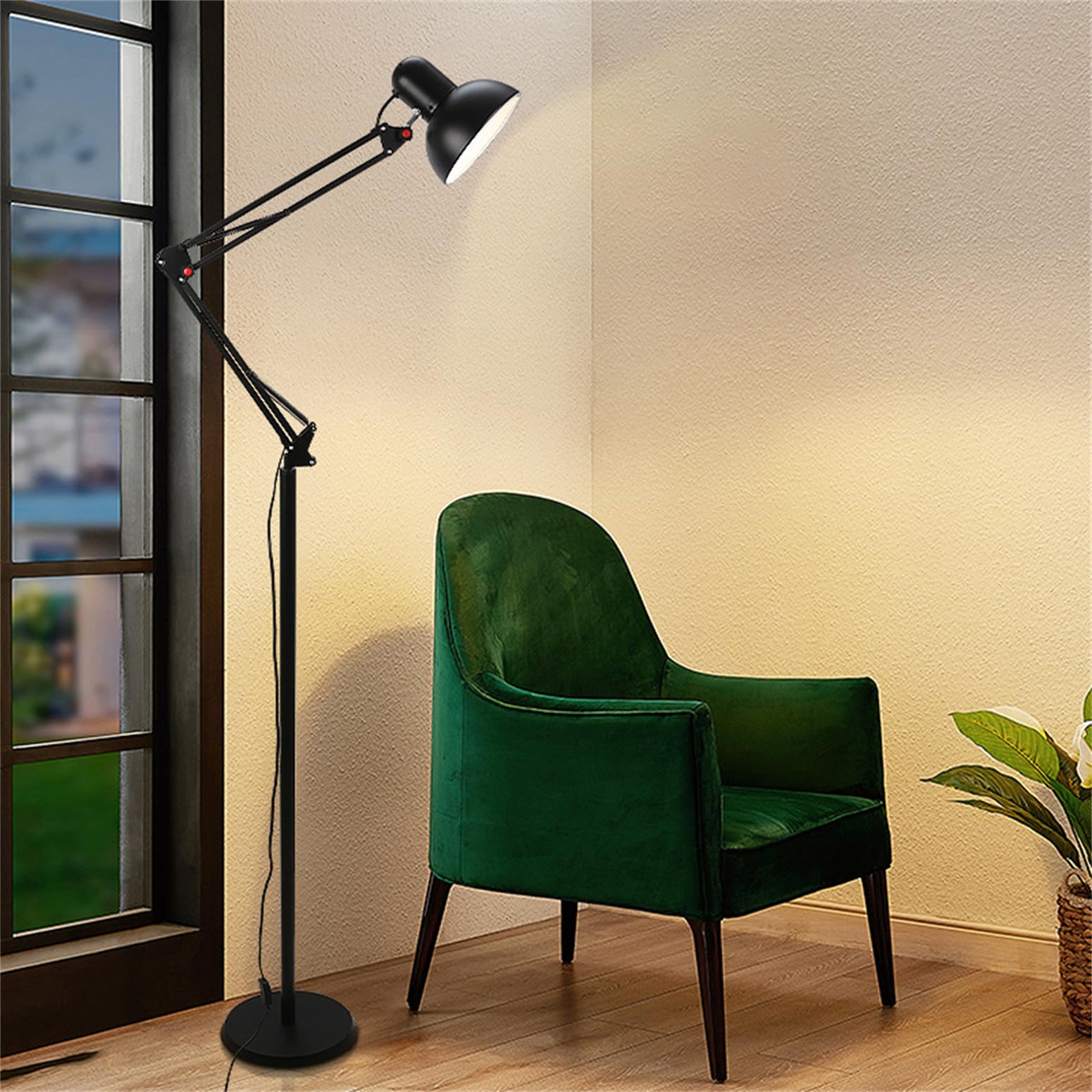 Lampade Standard Soggiorno Lampada da Terra con Braccio oscillante in Metallo Lampada da Lettura Regolabile per architetti Palo con Base Resistente per Soggiorno Camera da Letto S