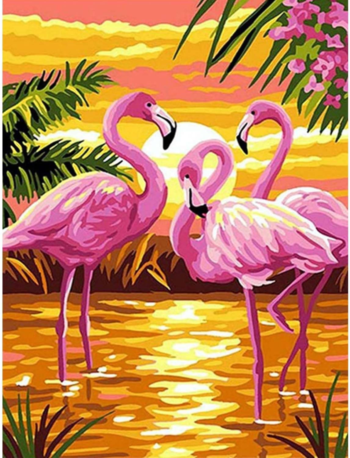 LYKEJI Diamond Art Kits for Adults 5D DIY Full Drill Round Diamond Painting Kits,Flamingo Pattern Diamond Arts Craft,Home Decoration and Room Wall Decor,Gift for Friends and Family