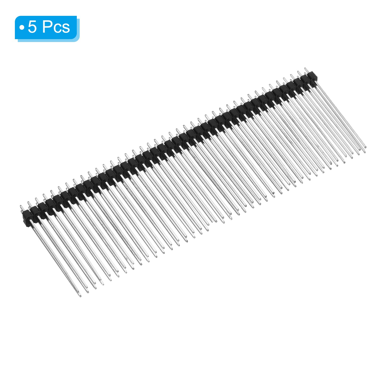 PATIKIL DIP Pin Header Double Row 40P 35mm Pin Length Copper Plated for PCB Pack of 5, Black, 2.54mm - Image 3