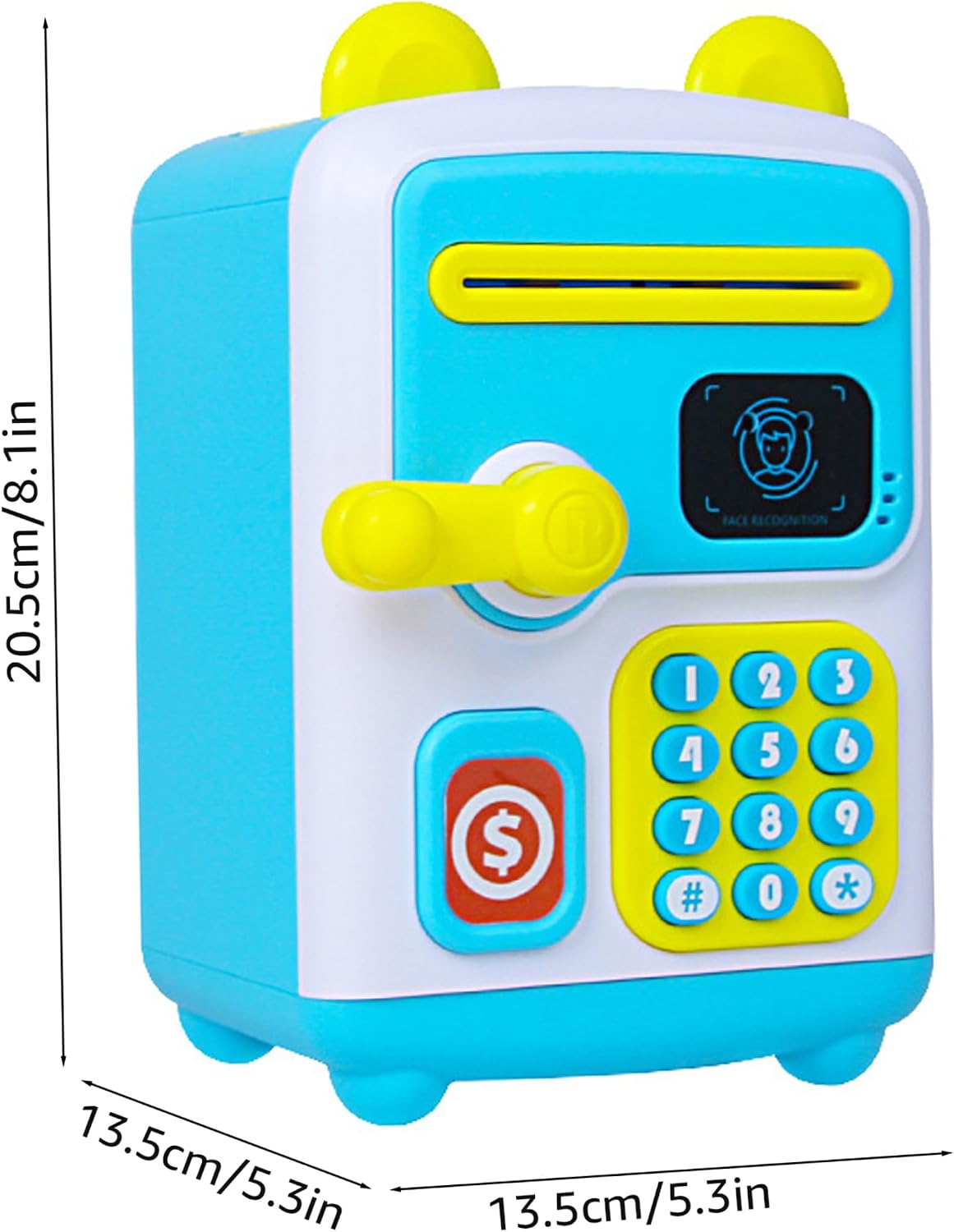 Money Bank for Kids, Auto Scroll Paper, Face Id Password Safe Unlocking ATM Money Box, Cash and Coin Saving Box Toy Present for 3-12 Year Boys Girls, Blue image 3