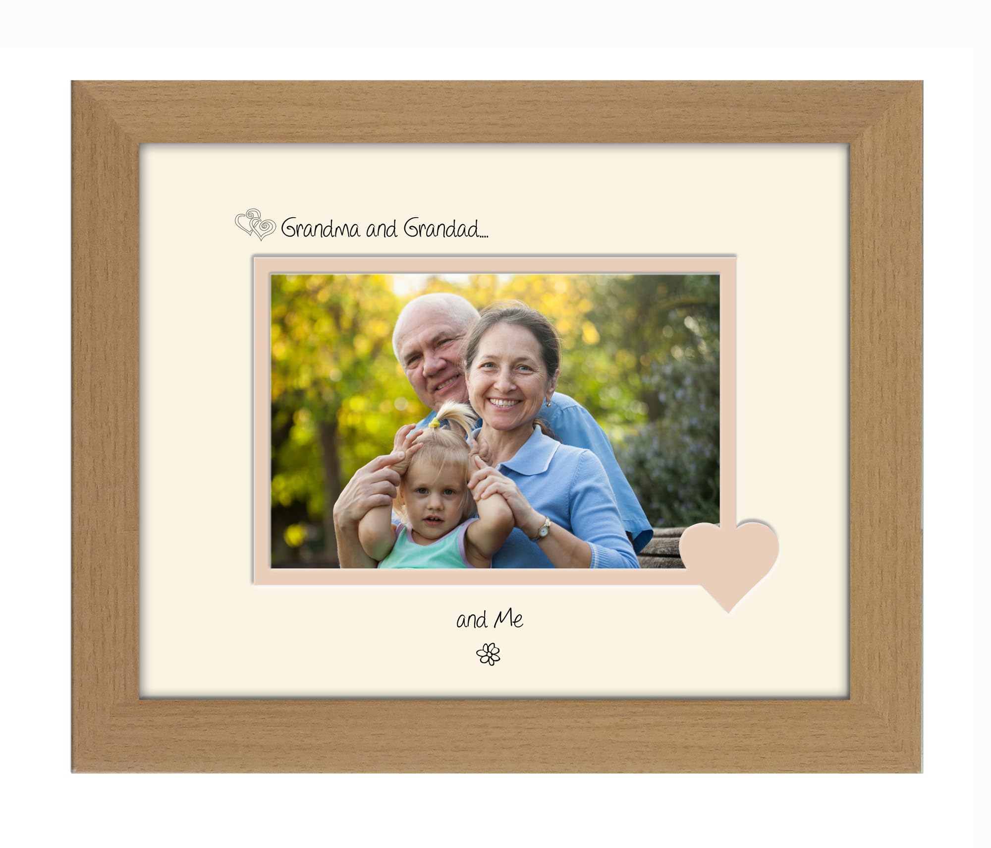 Photos In A Word Oak Finish Frame Cream Mount Beige Inside Grandma & Grandad Photo Frame Grandma & Grandad And Me 6X4 Double Mounted 762F Quality Gift (Oak Finish Frame Cream Mount Beige Inside)