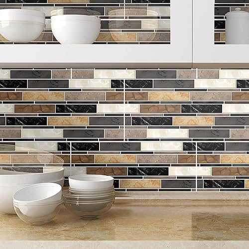 Miniatura 6 de FRAKYEN Azulejos de arte de mosaico, azulejos autoadhesivos 3D para baño, cocina, azulejos, azulejos, azulejos, azulejos, paredes, azulejos, 12