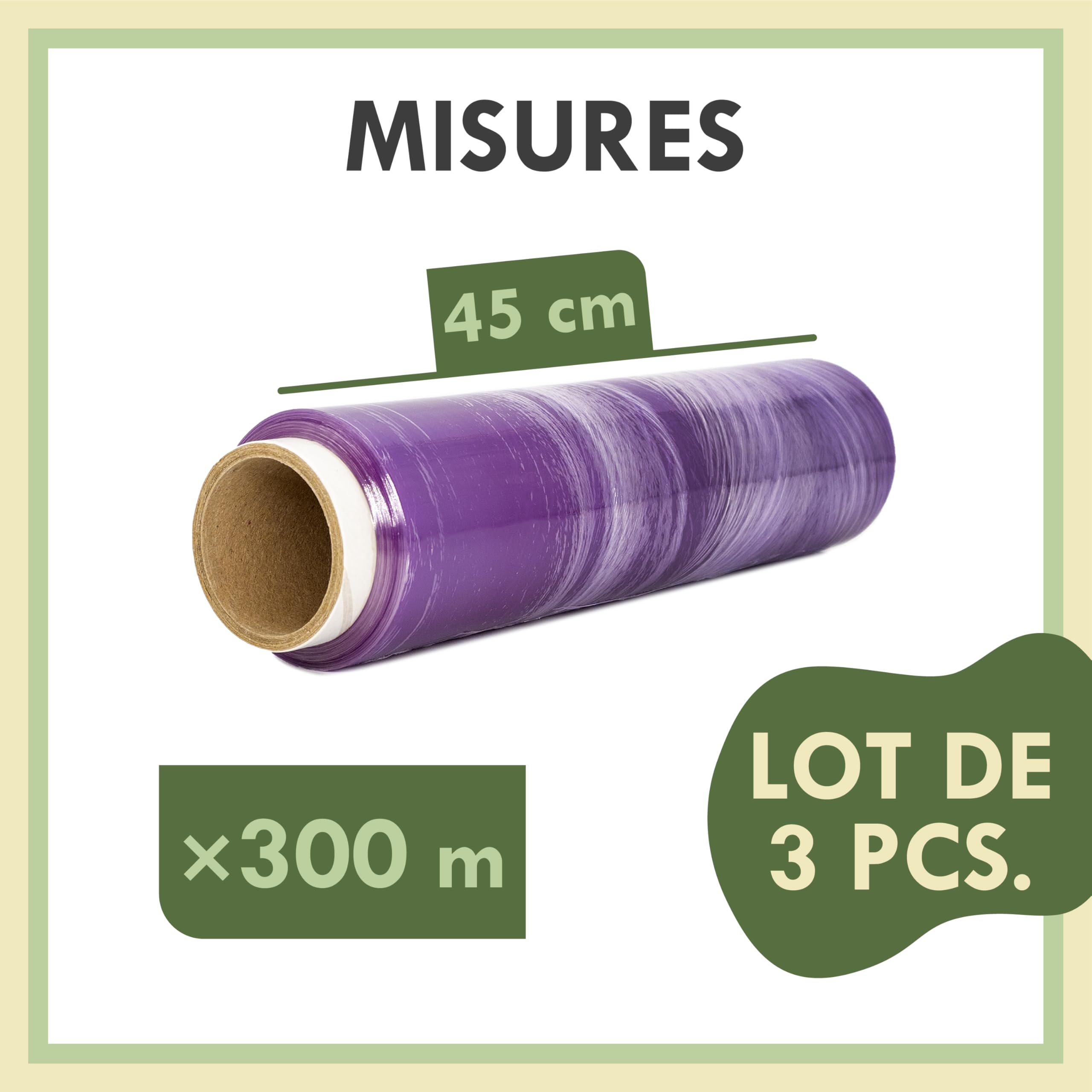 Film alimentaire professionnel 45 cm 1,1 kg 3 rouleaux transparent étirable adhérent cuisine hôtellerie tatouage coiffure
