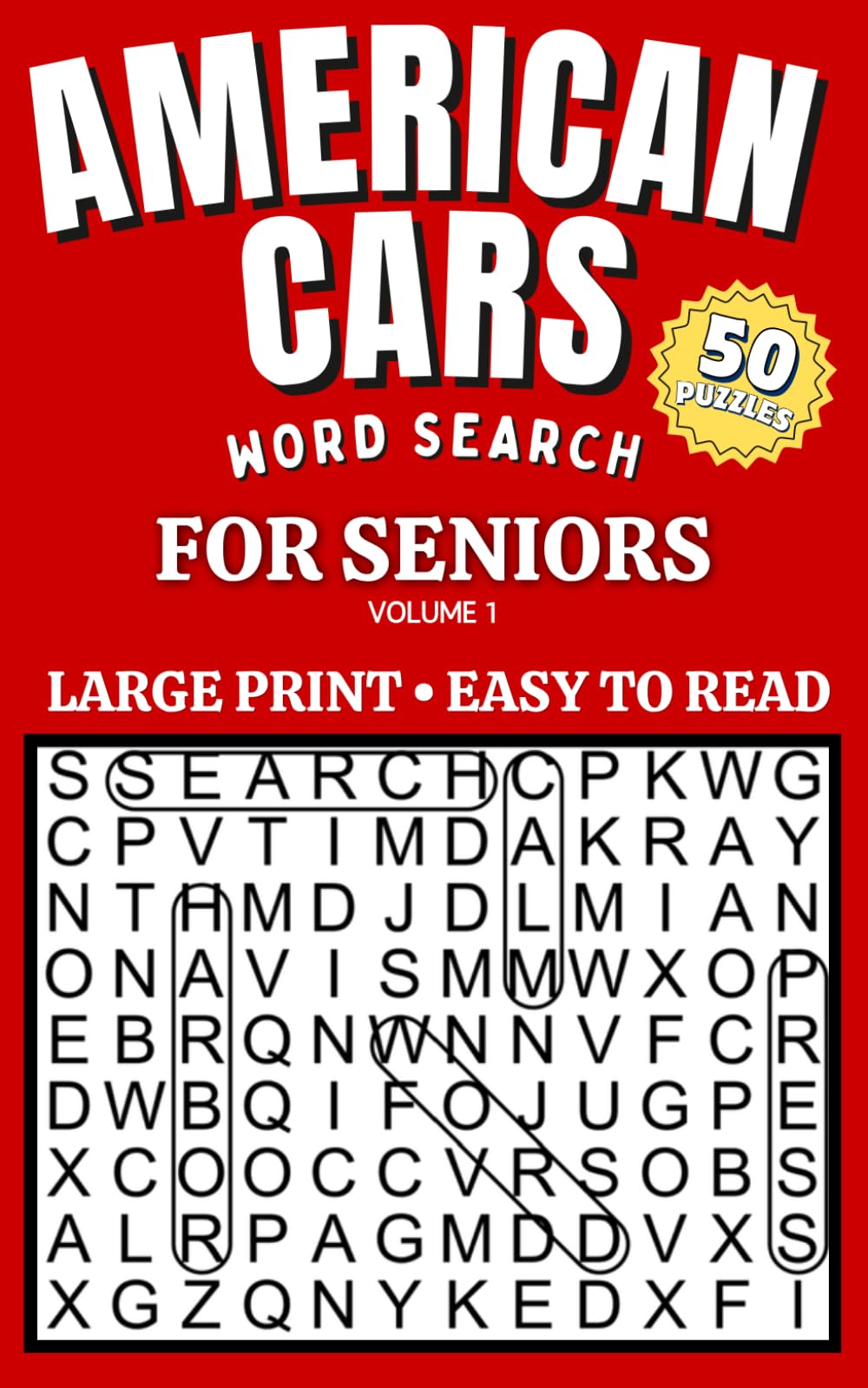 American Cars Word Search: Large Print Easy Puzzles for Seniors