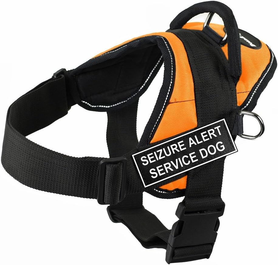 Dean & Tyler DT Fun "Seizure Alert Service Dog" Harness with Reflective Trim, Large, Orange