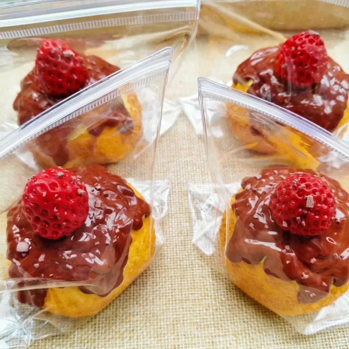 BELLYDOG-Realistic Toast Squishy Stress Relief Toy, Handmade Silicone Bread Squishy with Vivid Mud Feel, Perfect for Fun Squeezing, One of a Kind, Super Soft Fidget Toy (Chocolate Strawberry Scone)