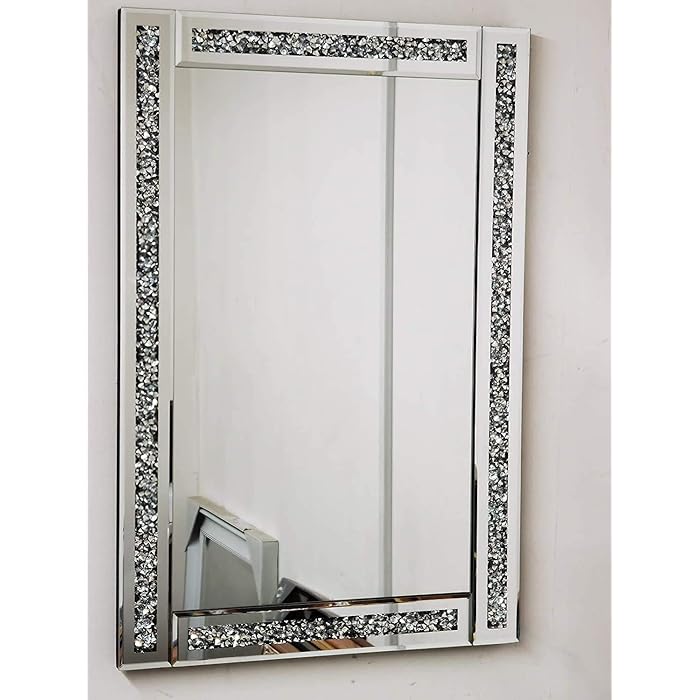Buy CRUSHED JEWEL WALL MIRROR LOOSE DIAMANTE NEW CRYSTAL SQUARE DECOR
