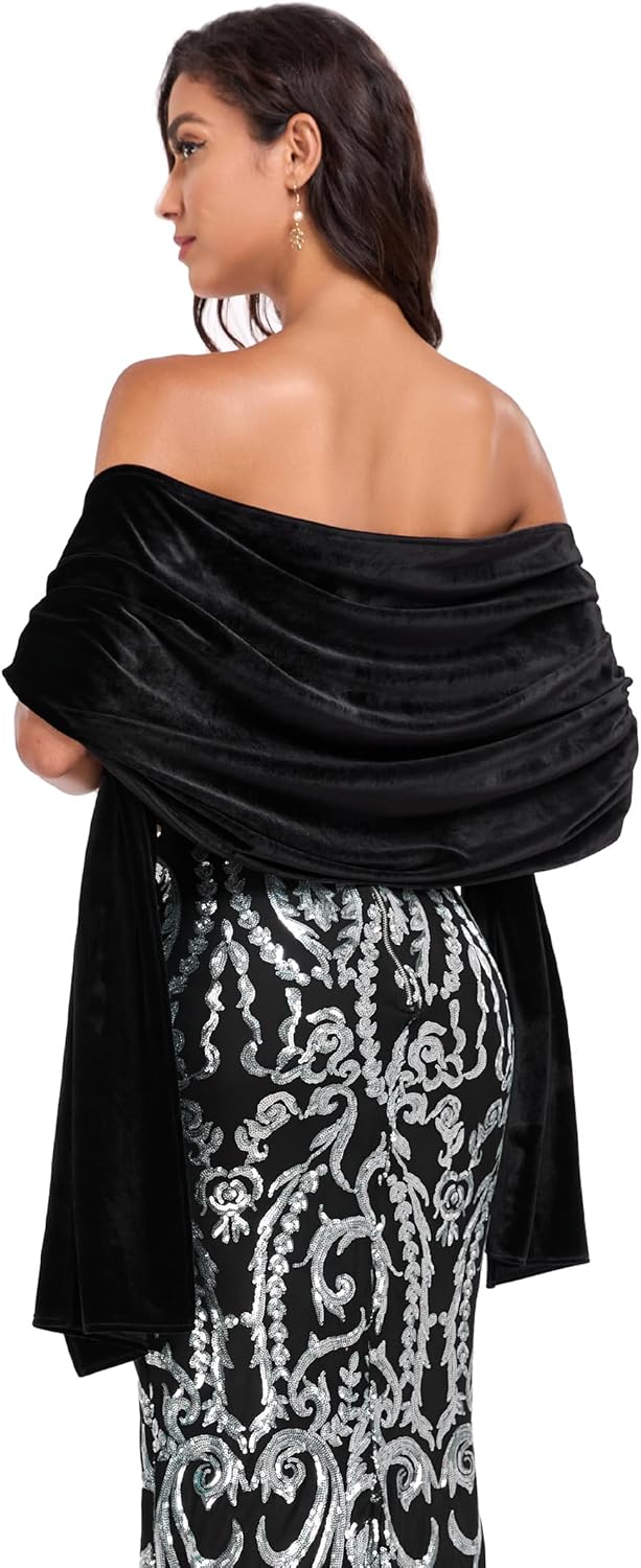 Velvet Shawl Wraps for Women Evening Wedding Bridal Bridesmaid Winter Warm Shawl Formal Cover Up