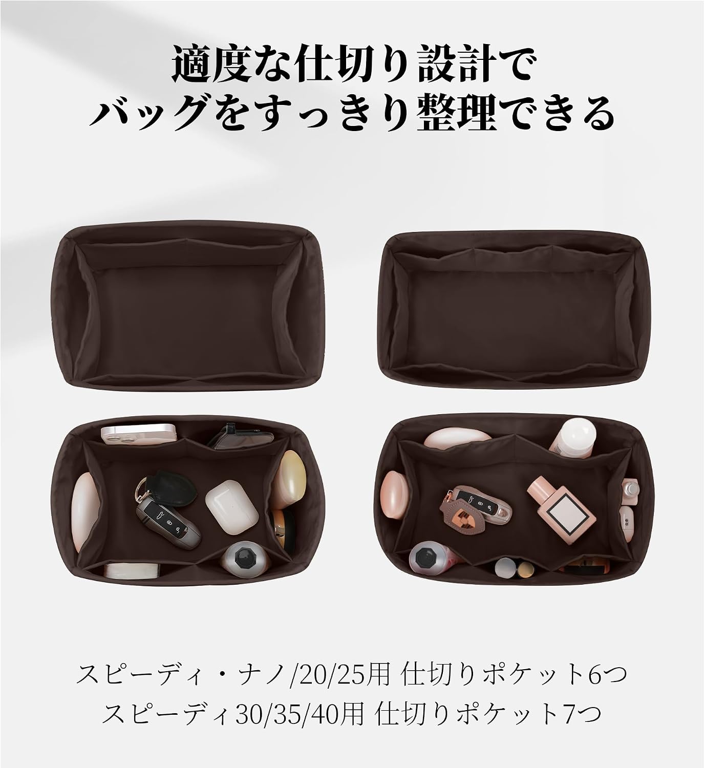 Satin Purse Organizer for Speedy 35, Chocolat image 3