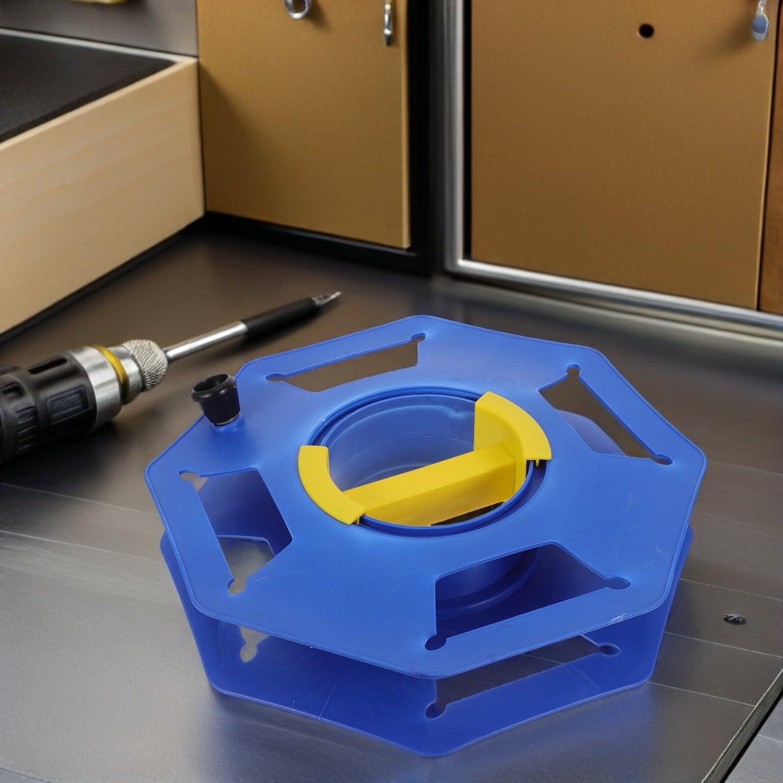 Bobina Avvolgicavo Portatile in Plastica Blu con Maniglia Girevole, Avvolgicavo per Cavi da Interno e Garage, Rotolo per Organizzare e Stoccare Prolunga Elettrica, Soluzione