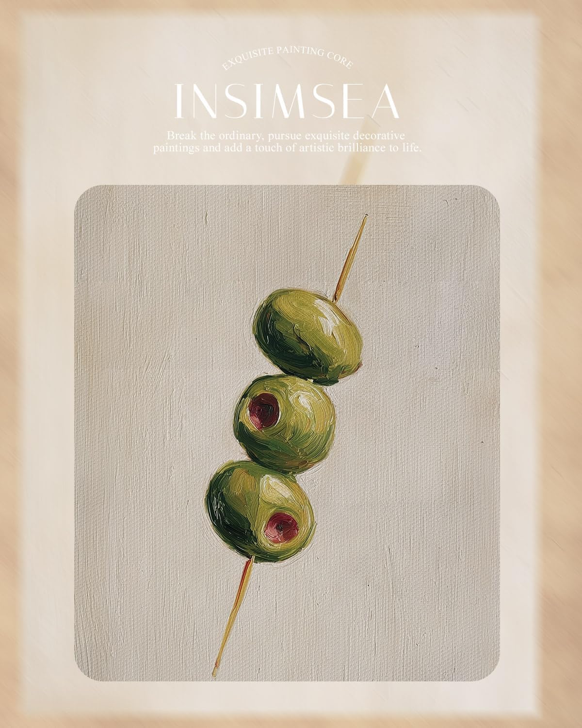 InSimSea Gold Framed Wall Art, Living Room Vintage Olives Oil Painting Wall Shelf Decor, Still Life Canvas Print Art, Home Farmhouse Decor, Antique Paintings with Picture Frame 13x16inch