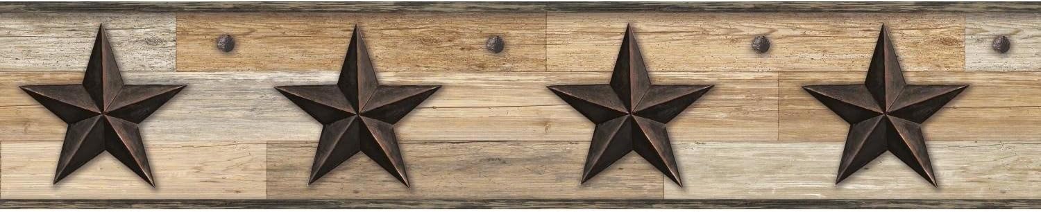 York Wallcoverings Pallet Star Border - Brown |Spray with Water and Hang | Ultra Easy