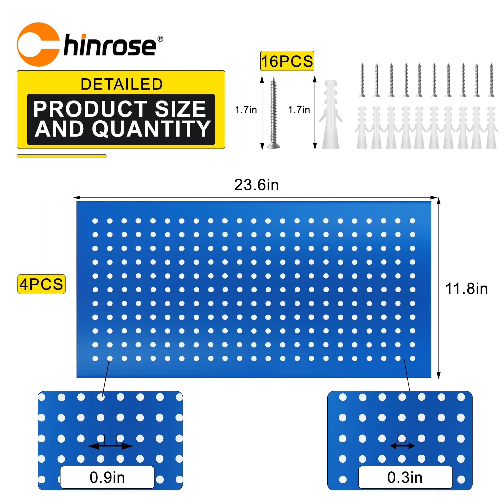 Stecktafel-Set Aus Metall - 6 Platten (30,5x61 Cm) & 264 Zubehörteile, Wandorganizer