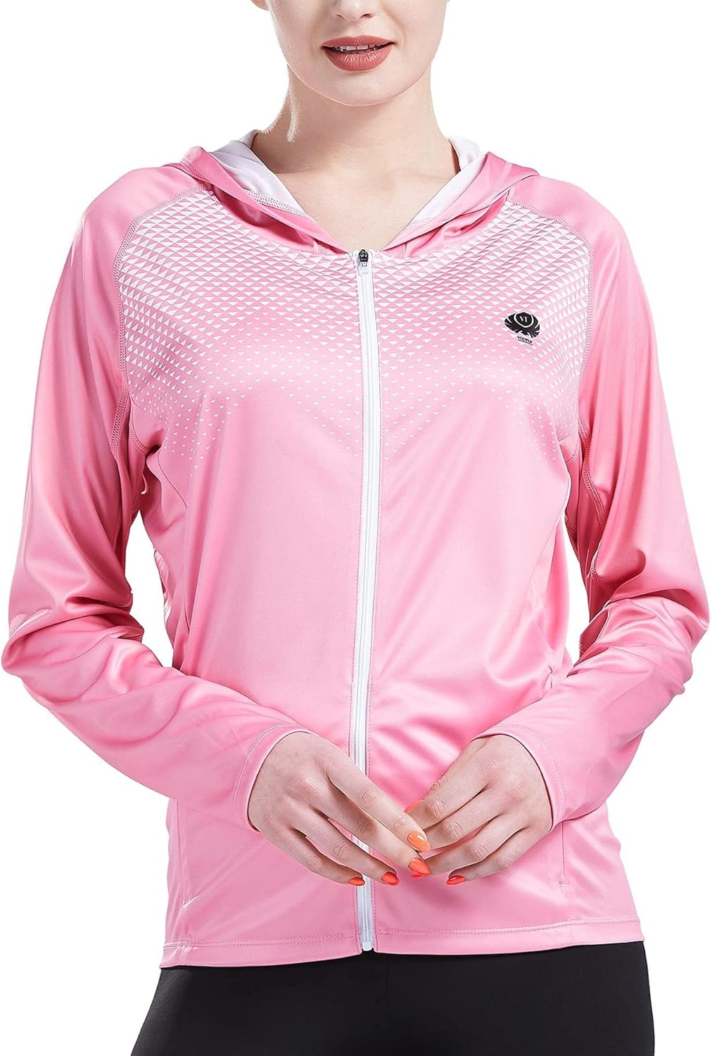 Women's UPF 50+ Sun Protection Shirt Printed UV Hoodie Jacket Full Zip with Pockets