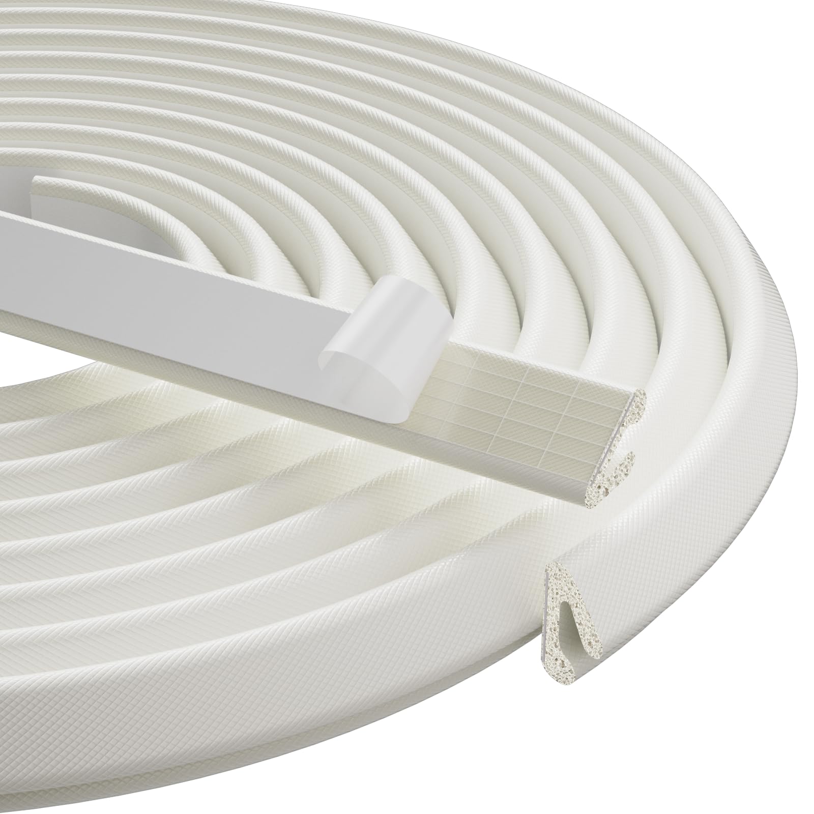 Cuysfead White 6M V-Shape Foam Weather Seal Strip Draught Excluder For Door Frame And Small Gaps,Anti-Collision Self Adhesive Soundproof Windproof Dustproof Stripping,Draft Excluder Insulation Tape