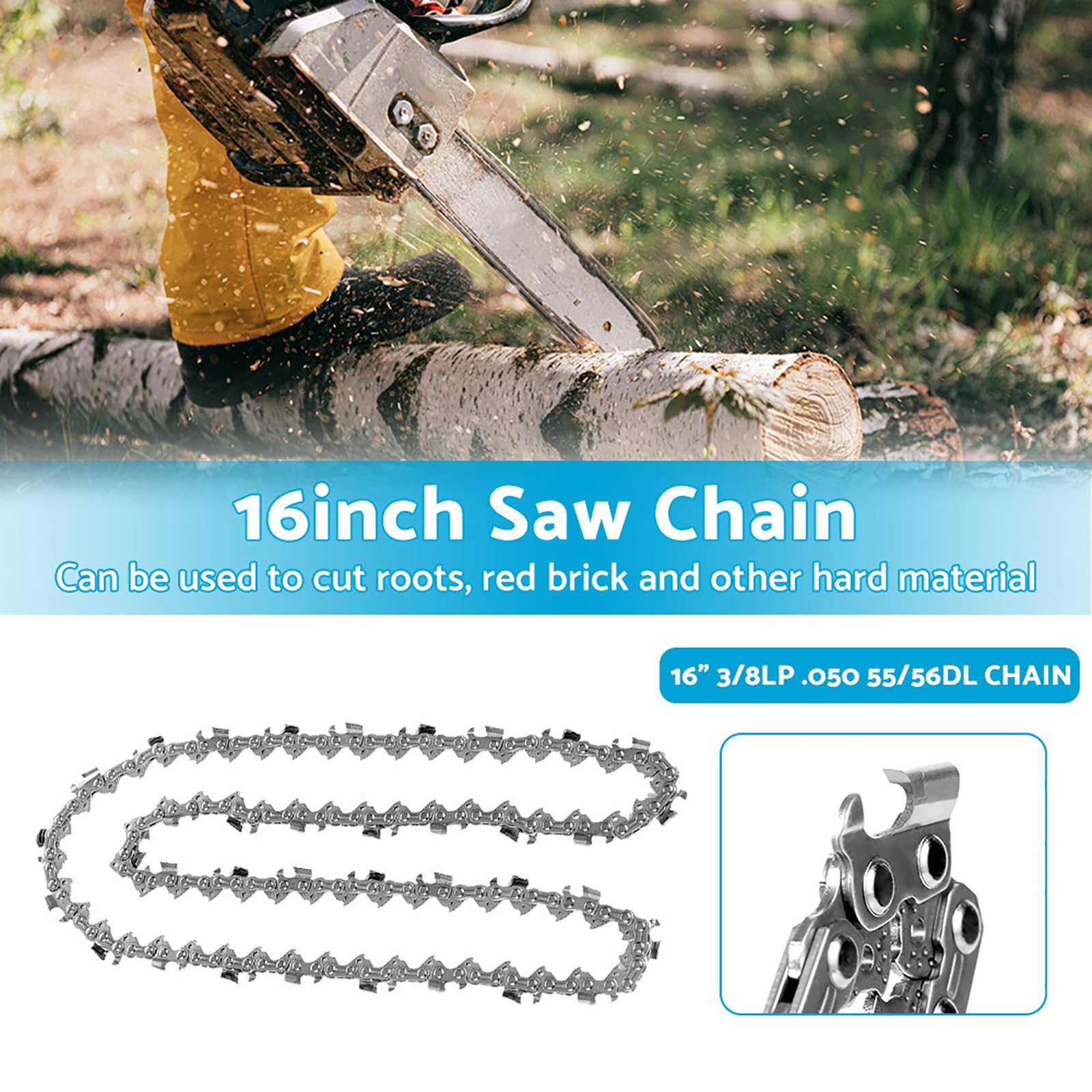 ALINREDBX 1 Piece New Tungsten Carbide Chainsaw Chain 16inch