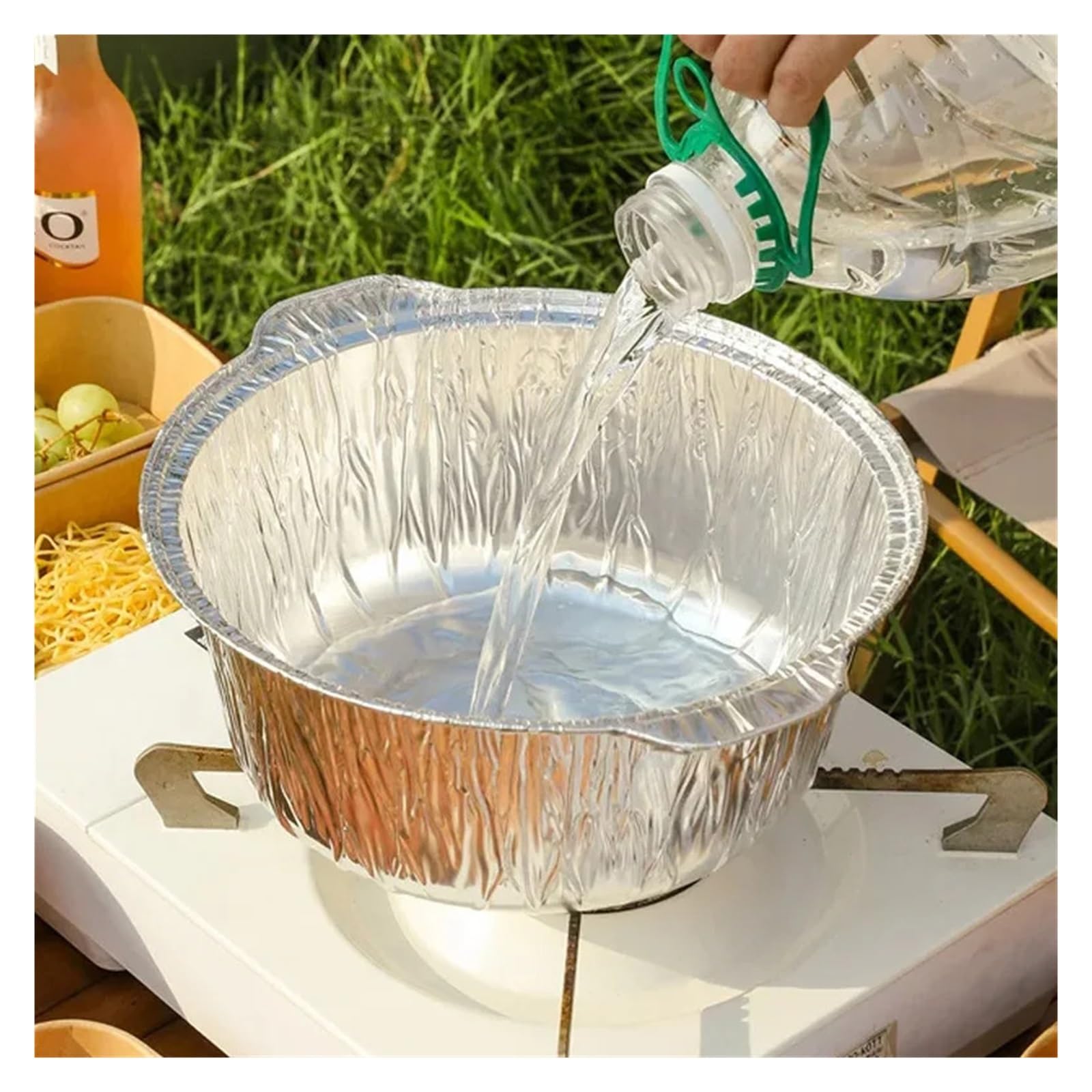 Pentole in foglio di alluminio da 10 pezzi Per Cucina | Utensili monouso for pentole calde, picnic, campeggio, senza lavare(1000ml)