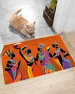 African Black Woman Ethnic Style Shag Bath Rug Soft Absorbent Area Rug N...