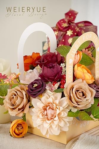 Miniatura 4 de WEIERYUE Juego de flores artificiales de seda para decoración de otoño, flores falsas de seda para centros de mesa, decoración de pasteles, ramos de