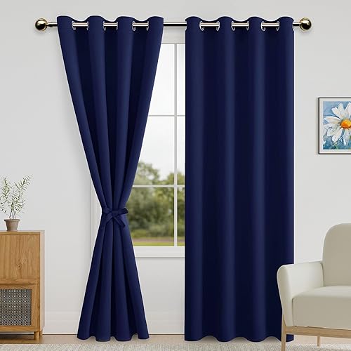 Miniatura 1 de DWCN - Cortinas opacas para dormitorio con alzapaños, de ventana, con aislamiento térmico, de eficiencia energética, con ojales, para sala de estar,