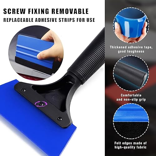 Miniatura 9 de Augeny Kit de tinte para ventana de automóvil, kit profesional de envoltura de vinilo con espátula de fieltro, aplicación de instalación de película