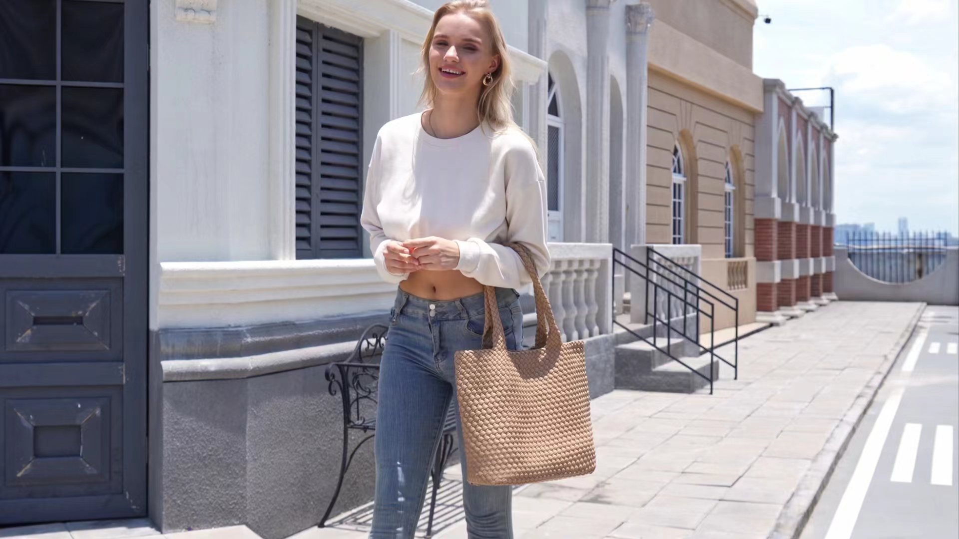 Bolso Tote Tejido para Mujer de Cuero Vegano Grande miniatura 7