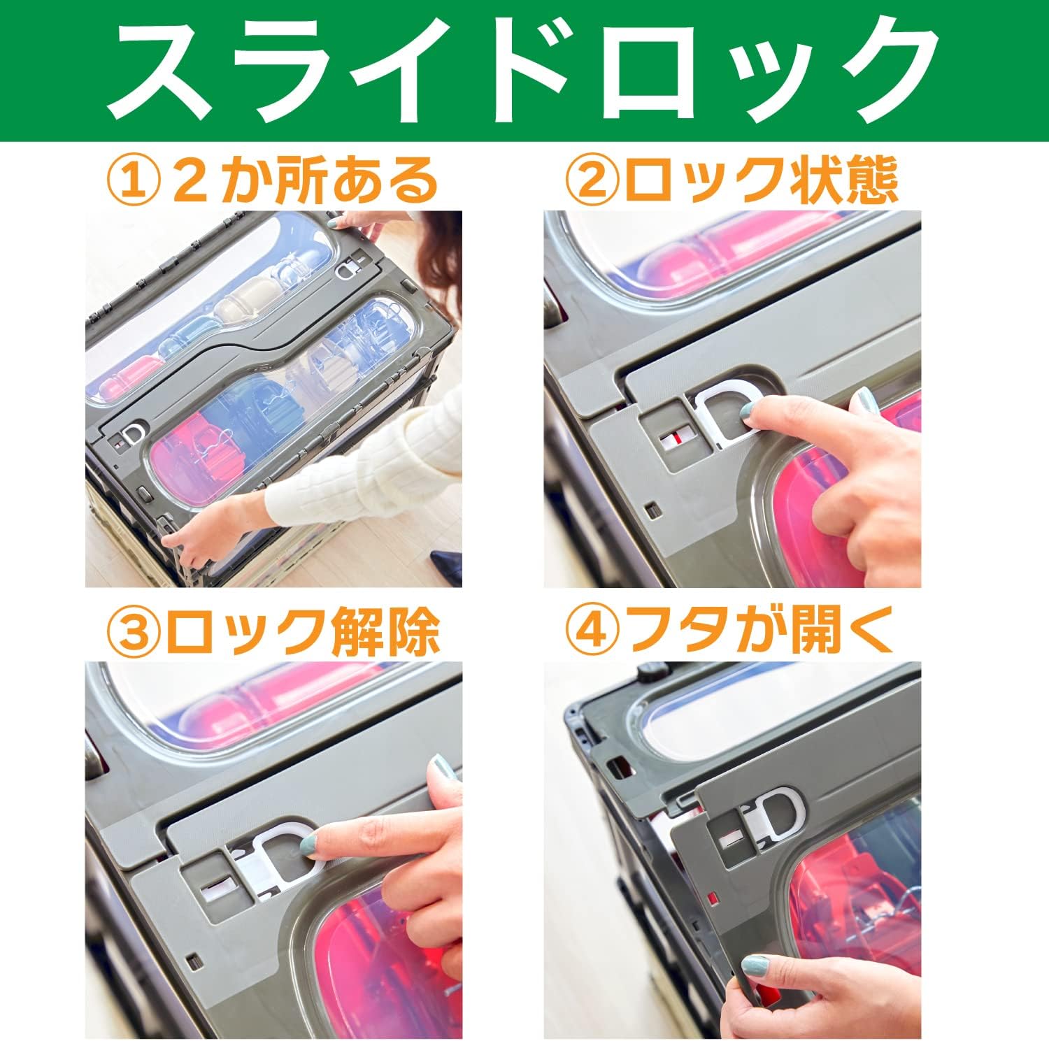 Trusco Nakayama Trusco Folding Container, Integrated Lid, With Window (Madcon), Lock, Navy, 16.9 gal (50 L) Storage Case, Storage Box