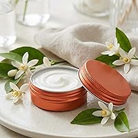 Vista 5 de Recipiente de aluminio de 1 oz / 30ml con tapa de rosca y etiquetas en blanco (Naranja - Paquete de 32)