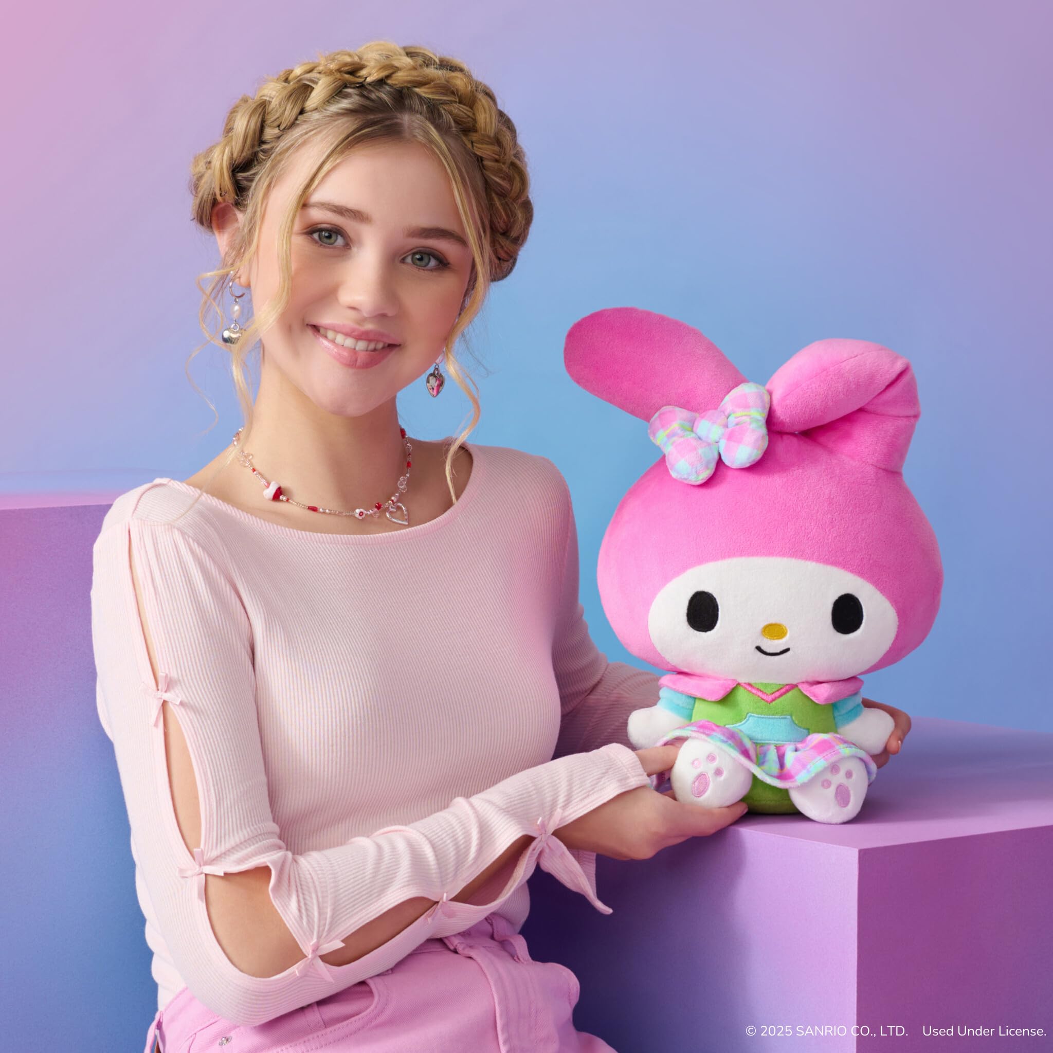 Jazwares Hello Kitty and Friends, Peluche de neón My Melody de 12 Pulgadas, Producto Oficial de Sanrio a Partir de 6 años
