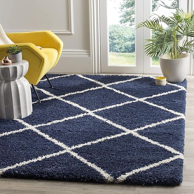Image of Ultra-Soft Shaggy Carpet (4 X 6 FEET, Blue Ivory) Fluffy, Cozy & Durable Area Rug for Living Room, Bedroom & More � Premium Modern Design