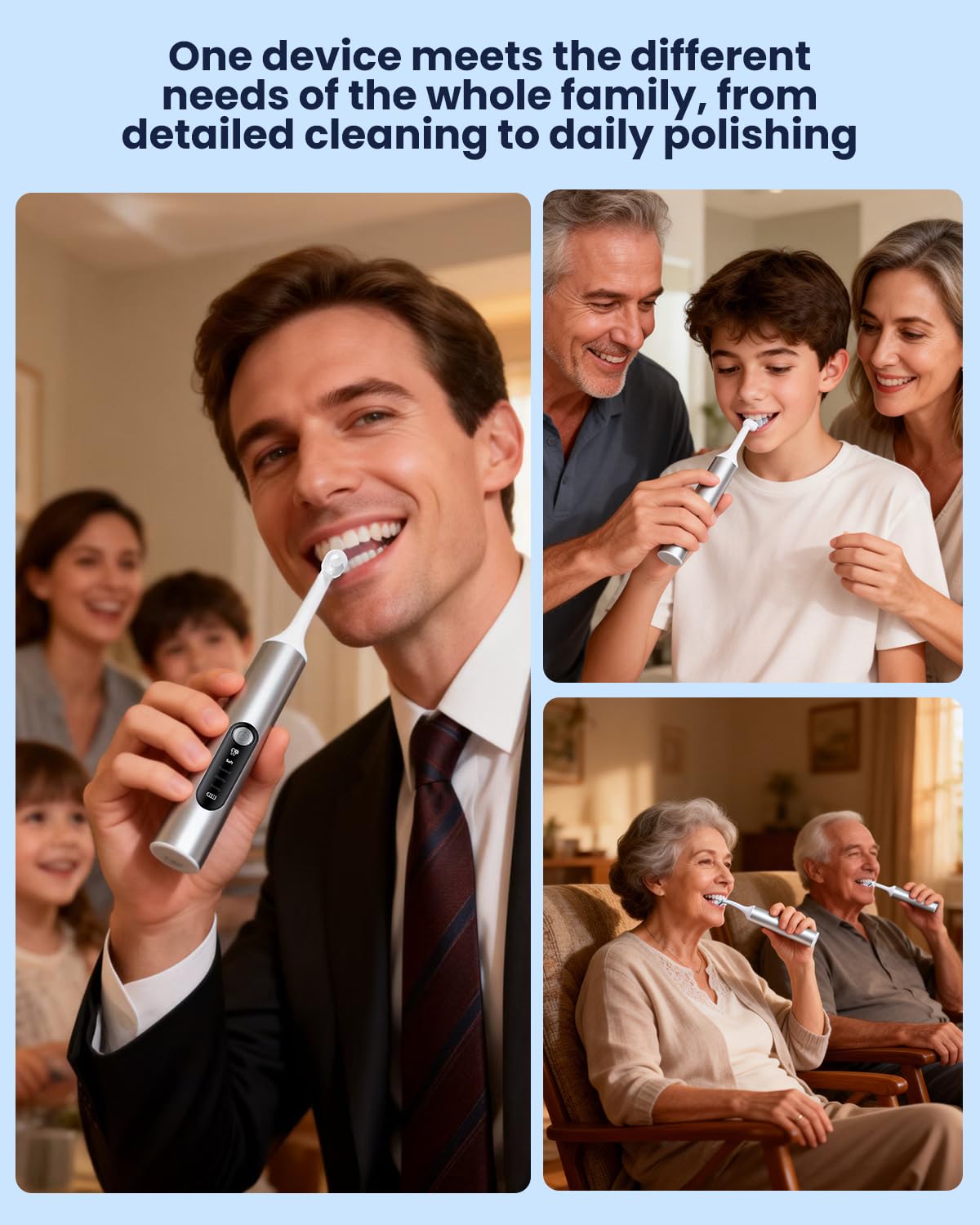Lucidatore per denti, kit elettrico ricaricabile per la lucidatura dei denti con luce ausiliaria a LED, 6 testine e 5 pasta lucidante, 4 modalità, impermeabile IPX6, strumento di lucidatura