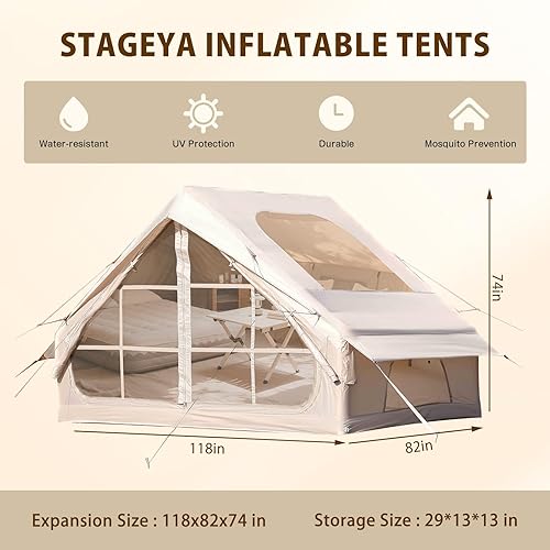 Miniatura 2 de Tiendas de campaña inflables para camping, tienda de campaña inflable fácil de instalar con bomba de aire, impermeable y resistente al viento,