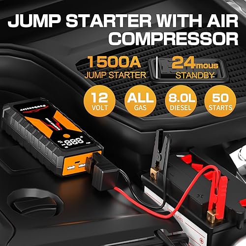 Miniatura 2 de Batería portátil de arranque de coche de 12 V con cables de refuerzo, cargador de energía de emergencia para automóviles, camiones, SUV (hasta 8.0L