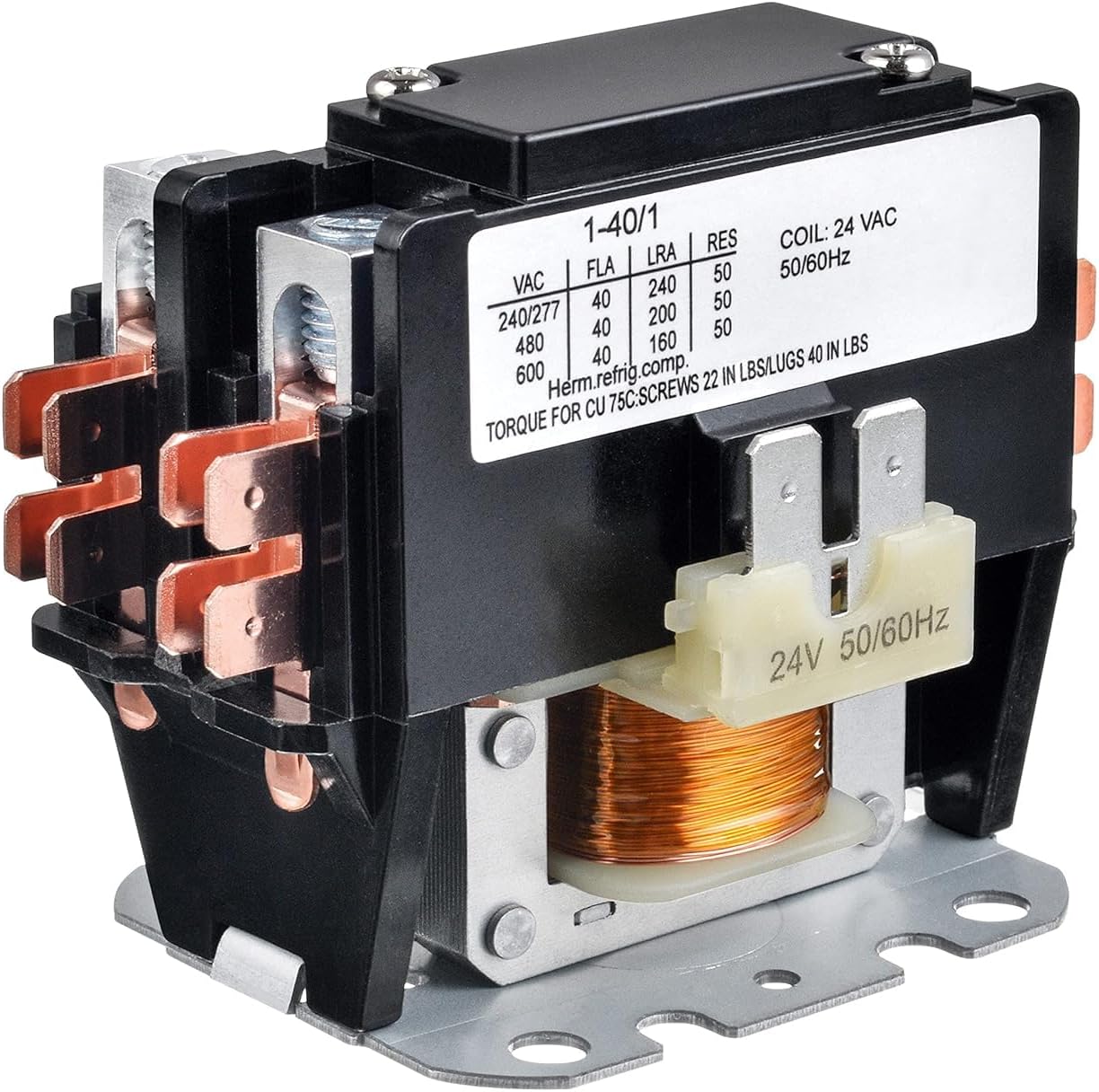 BOJACK 1 Poles FLA 40 Amp Coil 24 VAC Air Conditioner Condenser Compressor Contactor AC Definite Purpose Contactor