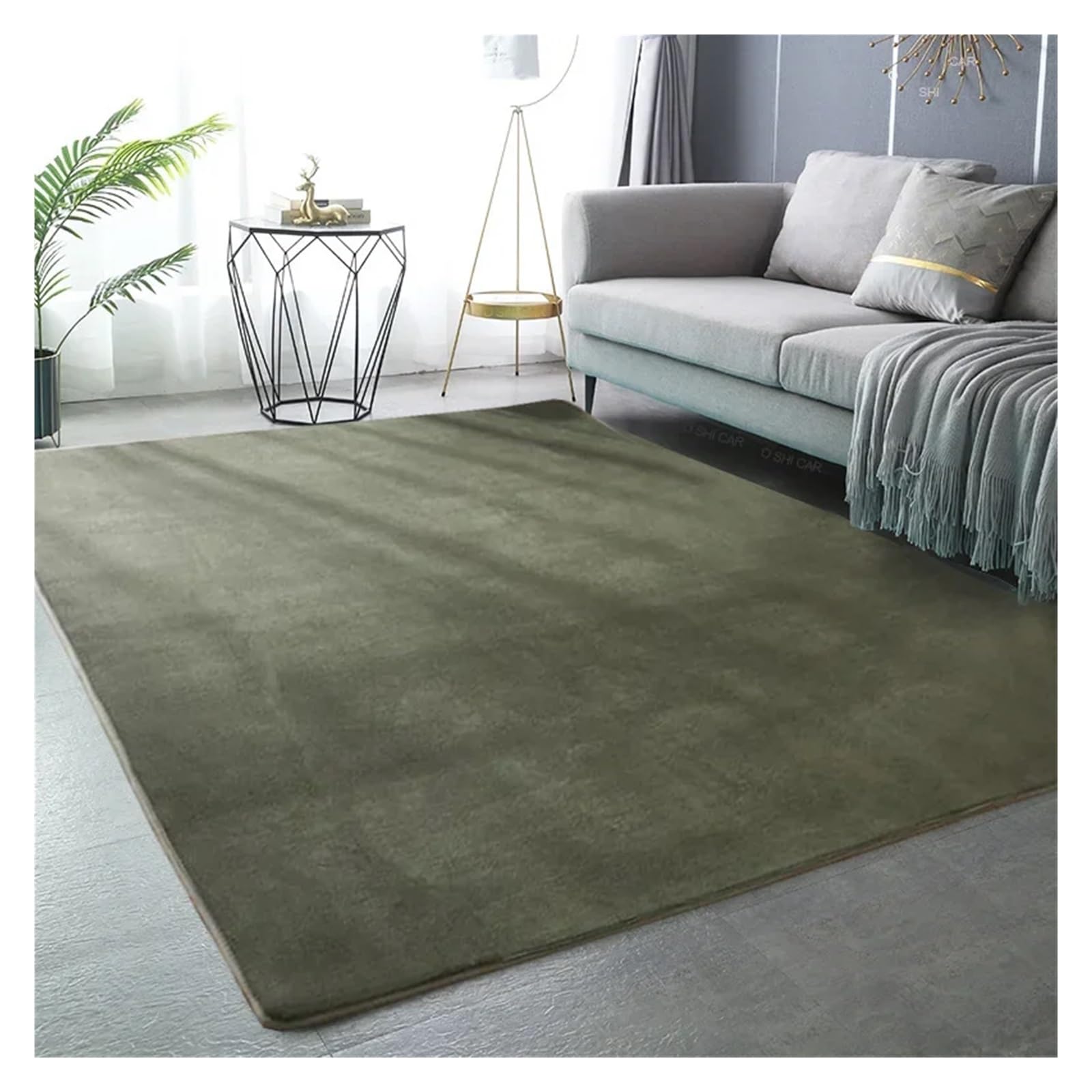 Tapis en velours de corail vert doux pour isoler un sol froid de chambre ou salon