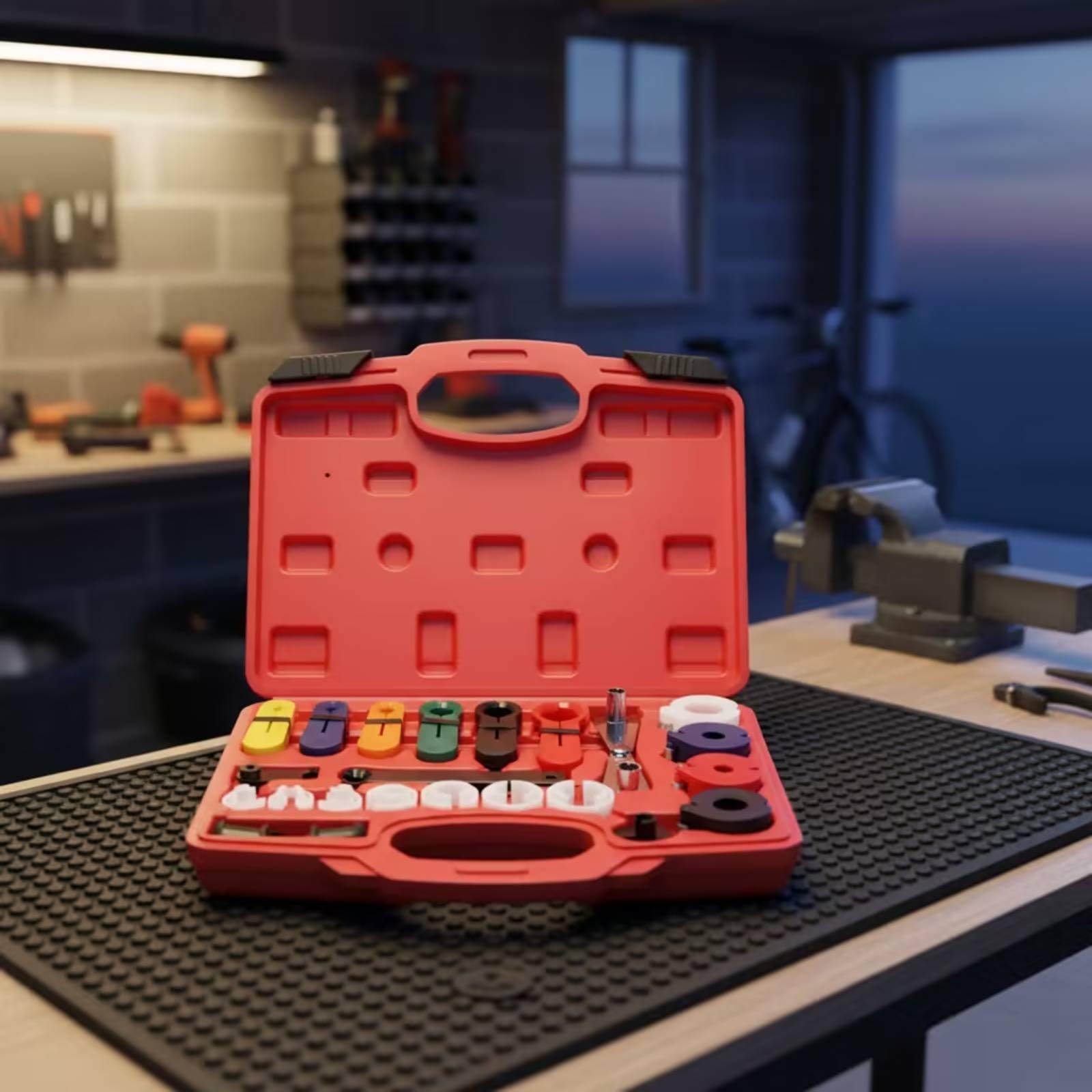 KESOTO Juego de Desconexión Automotriz Kit de Herramientas para Conexiones Adaptadores de Desenganche Llave de Ajuste Estuche Portátil con Compartimentos, Negro, Modelo De Acero Plástico