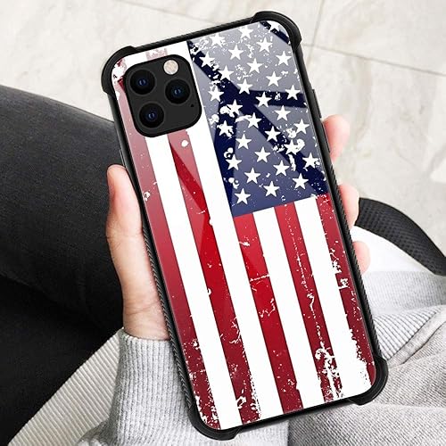 Miniatura 9 de ZHEGAILIAN Funda compatible con iPhone 12, funda de bandera antigua para iPhone 12 Pro para niños y hombres, diseño de patrón de vidrio orgánico