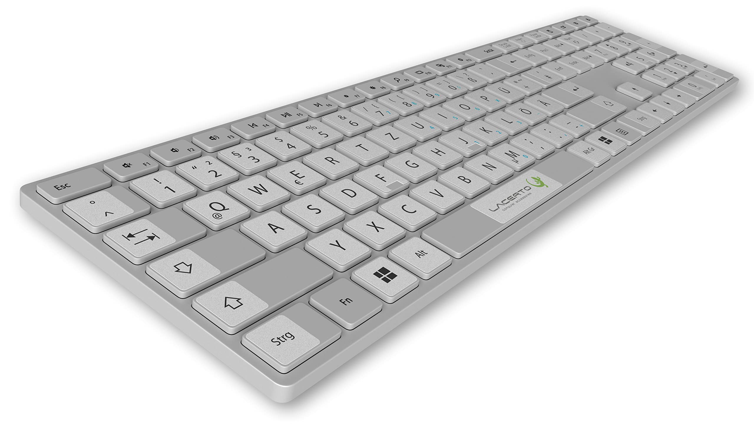 Juego de pegatinas para teclados de PC y portátil, 14 x 14 mm, incluye teclas adicionales y teclado numérico, color: plateado