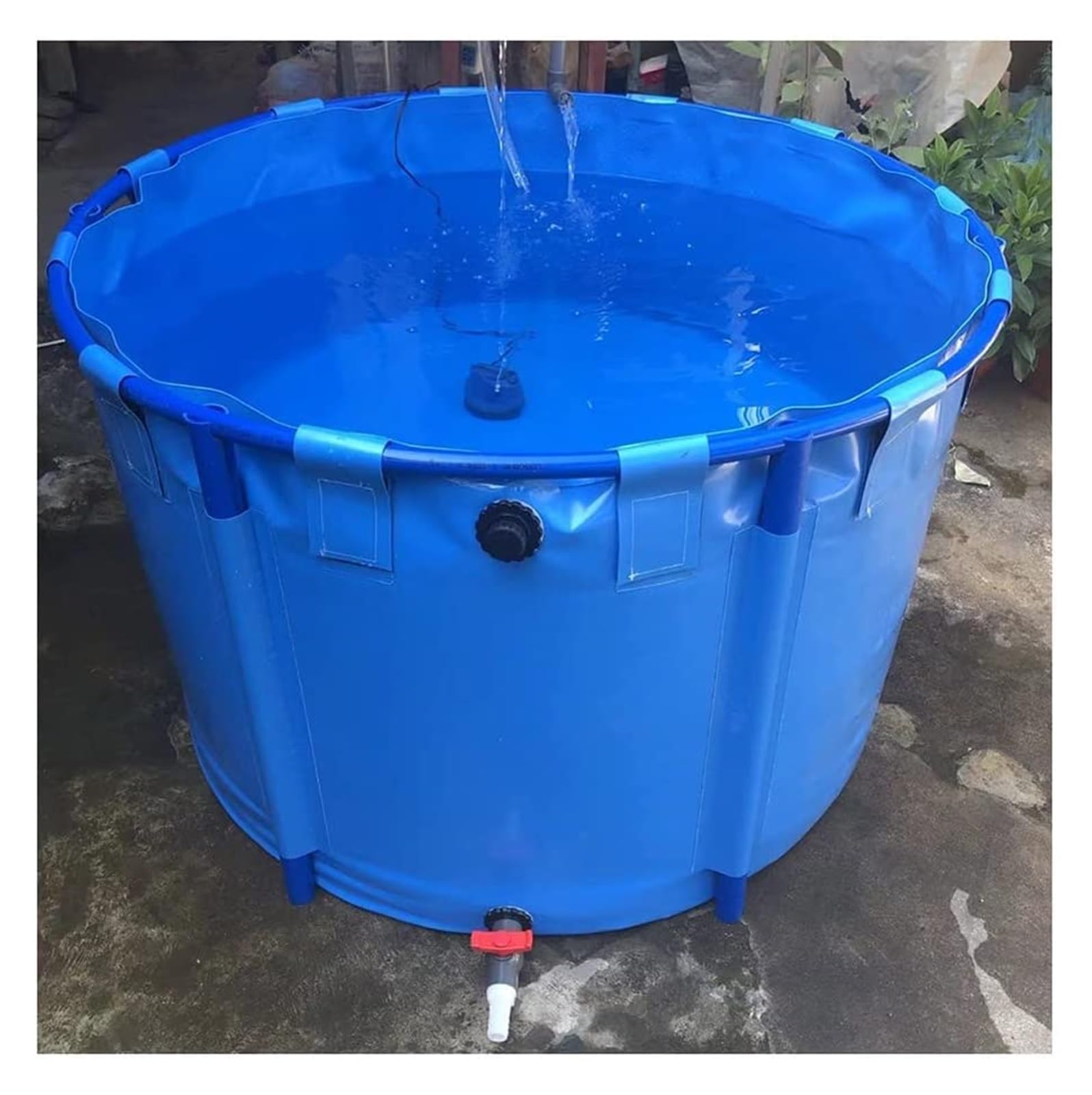 Stagno per pesci fuori terra, serbatoio dell'acqua in tela resistente con valvola di scarico, facile da installare per uso in giardino o in fattoria, perfetto per la vita acquatica